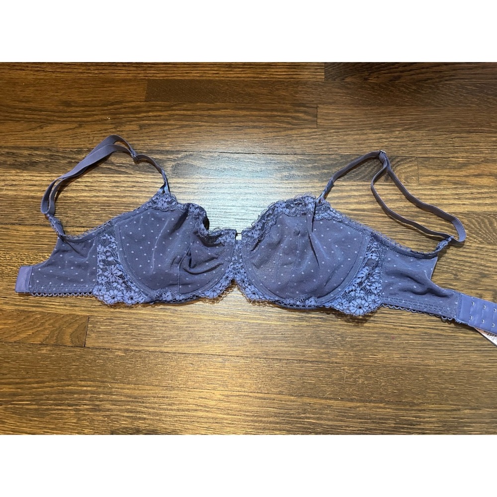 Victorias Secret Dream Angels Blue Swiss Dot Lace Push Up Bra 32DDD 372810